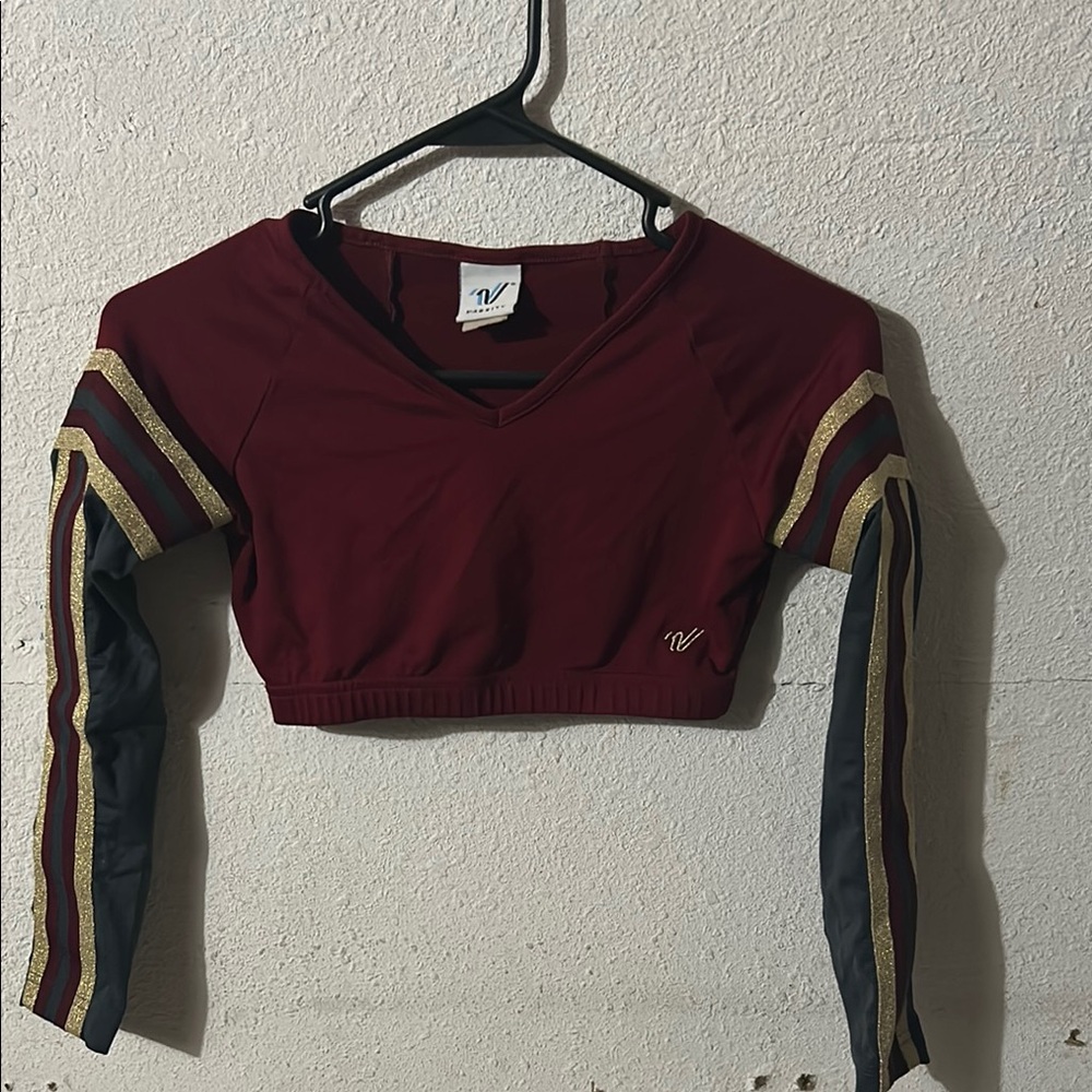Varsity Red Fitted Crop Jersey Top